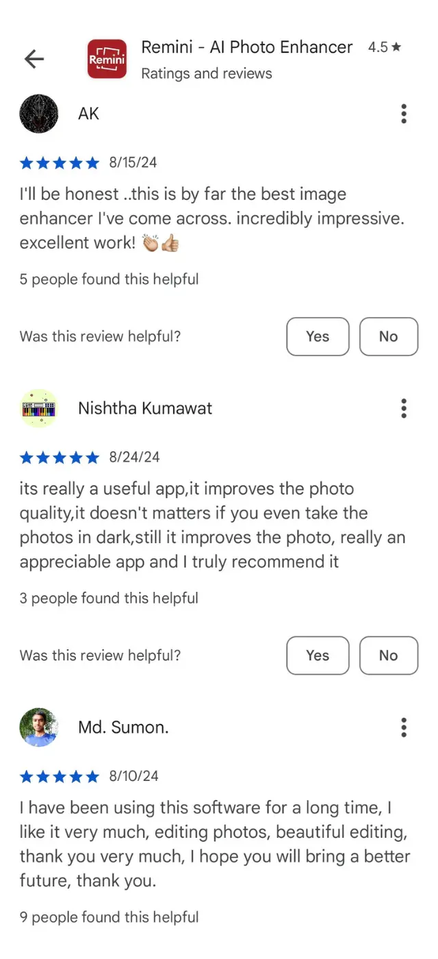 Remini User Reviews And Rating - Screenshot 2